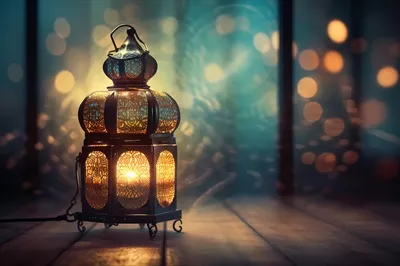 عکس طراحی پس زمینه زیبا برای تبریک ماه رمضان با افکت های نوری دلنشین
