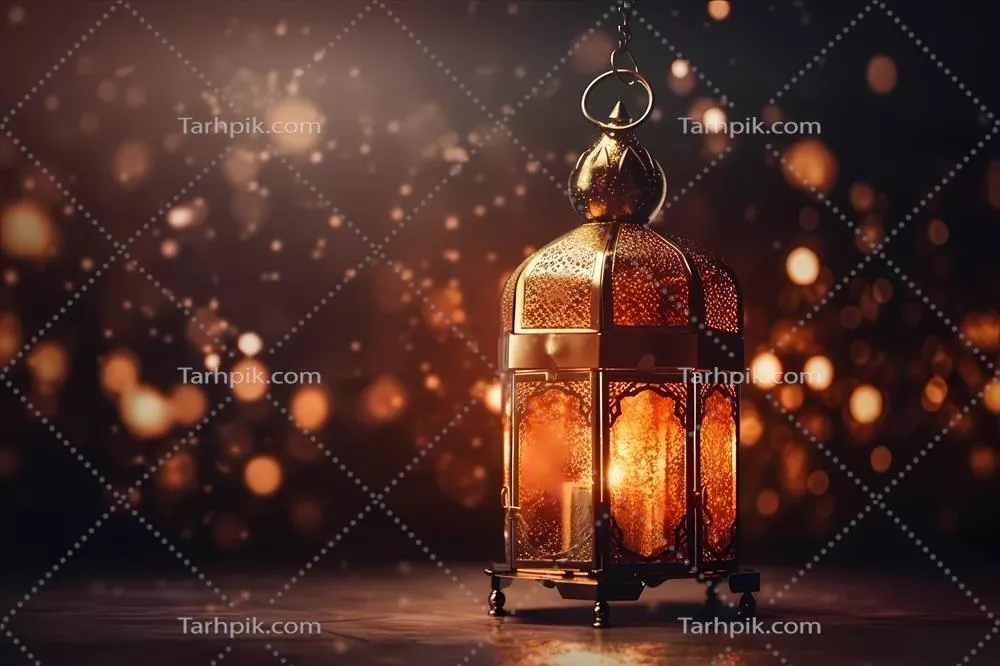 عکس طراحی پس زمینه زیبا برای تبریک ماه رمضان با افکت های نوری دلنشین