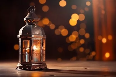 عکس طراحی پس زمینه زیبا برای تبریک ماه رمضان با افکت های نوری دلنشین