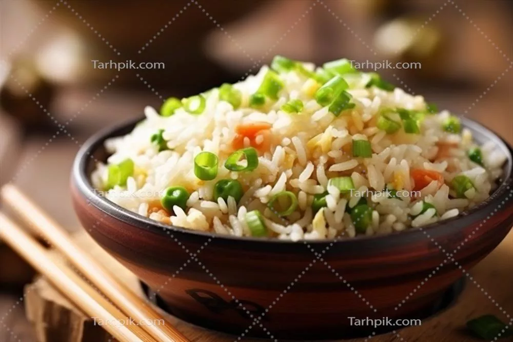 عکس غذای سالم و خوشمزه با برنج سرخ شده چینی برای شام