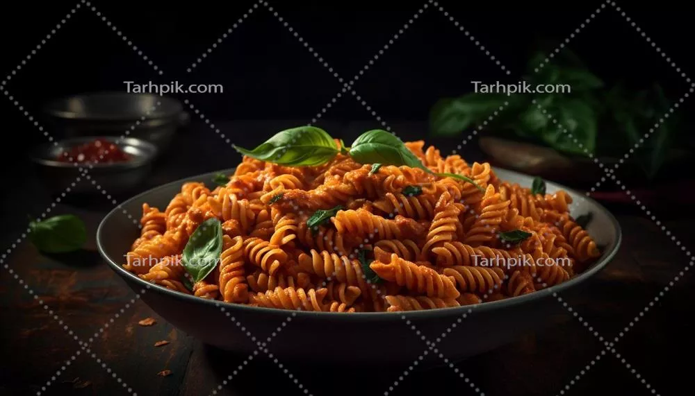 عکس غذای گیاهی سالم با پاستا تازه در فضایی روستایی و دلنشین