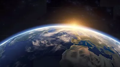 عکس نمایی سه بعدی از طلوع آفتاب بر روی سیاره زمین از فضا