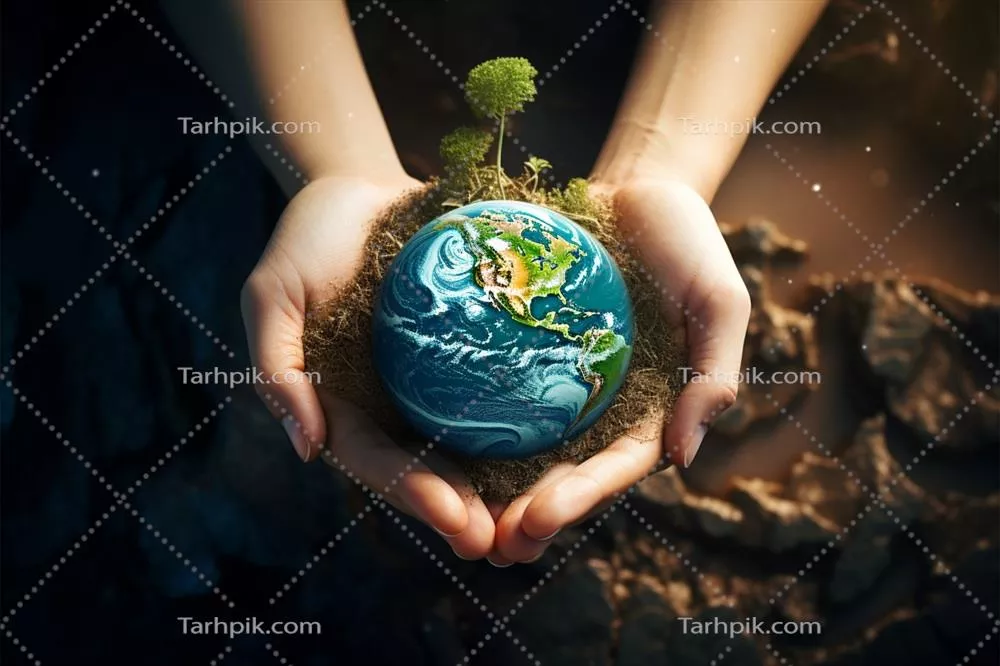عکس دست انسان به عنوان نمادی از حمایت از زمین و حفاظت از محیط زیست