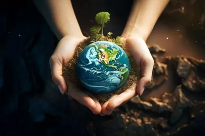 عکس دست انسان به عنوان نمادی از حمایت از زمین و حفاظت از محیط زیست