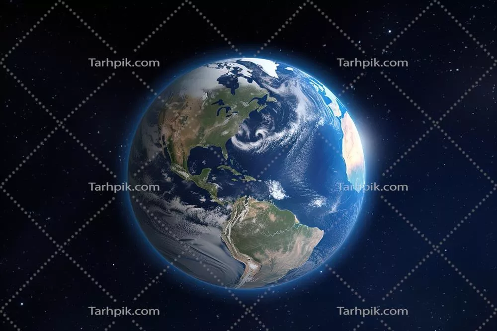 عکس تصویری واقع گرایانه از سیاره زمین در فضا با استفاده از هوش مصنوعی