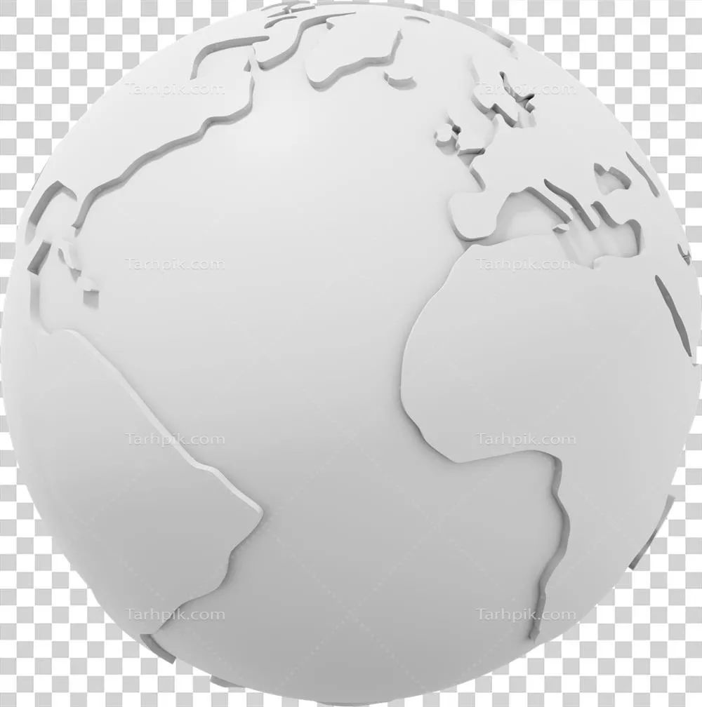 عکس دوربری آیکون مینیمالیستی کره زمین به صورت کارتون با پس زمینه شفاف