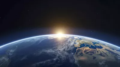 عکس نمایی سه بعدی از طلوع آفتاب بر روی سیاره زمین از فضا