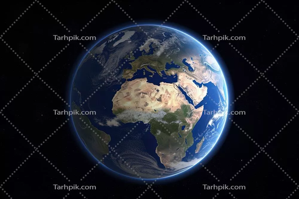 عکس تصویری واقع گرایانه از سیاره زمین در فضا با استفاده از هوش مصنوعی