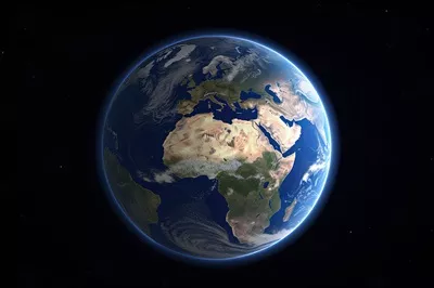 عکس تصویری واقع گرایانه از سیاره زمین در فضا با استفاده از هوش مصنوعی