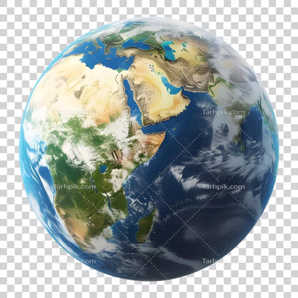 عکس دوربری نمایی زیبا از زمین از فضا با پس زمینه شفاف و طراحی هوش مصنوعی