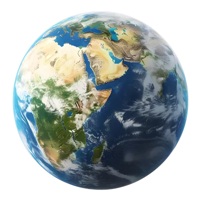 عکس دوربری نمایی زیبا از زمین از فضا با پس زمینه شفاف و طراحی هوش مصنوعی