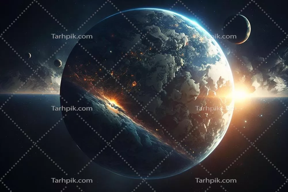 عکس نمایی زیبا از سیاره زمین در هنگام طلوع آفتاب با استفاده از هوش مصنوعی
