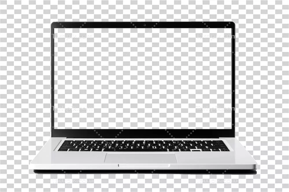 عکس دوربری لپ تاپ با صفحه نمایش خالی بر روی پس زمینه شفاف - تصویر هوش مصنوعی