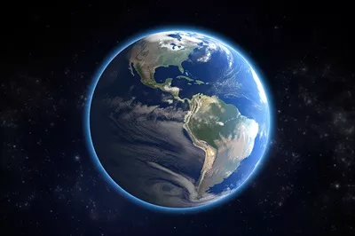 عکس تصویری واقع گرایانه از سیاره زمین در فضا با استفاده از هوش مصنوعی