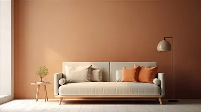 عکس طراحی داخلی مدرن با کاناپه عریض در یک اتاق معاصر و زیبا
