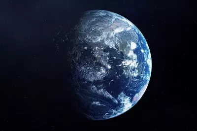عکس تصویری واقع گرایانه از سیاره زمین از فضا با جزئیات دقیق