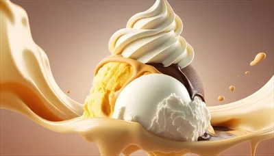 عکس نزدیک از بستنی نرم و لطیف با طراحی هوش مصنوعی