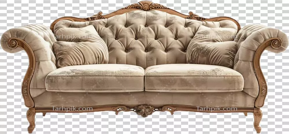 عکس دوربری مبل وینتیج با طراحی زیبا و پارچه مخملی برجسته و نرم