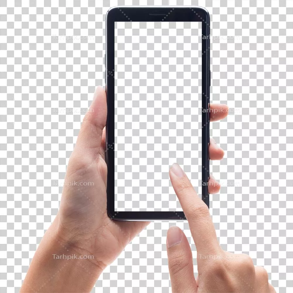 عکس دوربری مدل دست نگه دارنده و استفاده کننده از تلفن همراه به صورت برش خورده