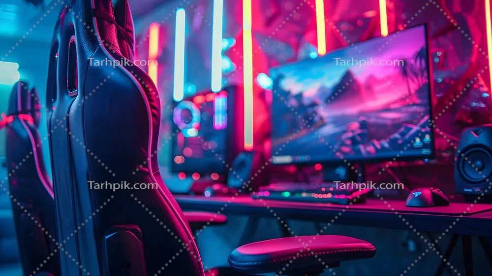 عکس تصویری جذاب از یک کامپیوتر گیمینگ با طراحی مدرن و قدرتمند