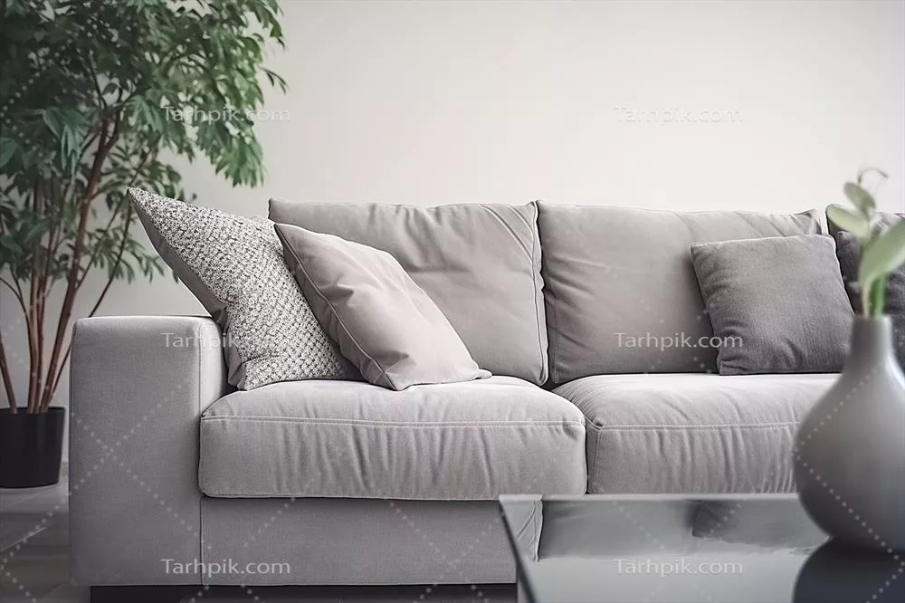 عکس طراحی داخلی اتاق نشیمن با مبلمان مدرن و مینیمالیستی به صورت سه بعدی