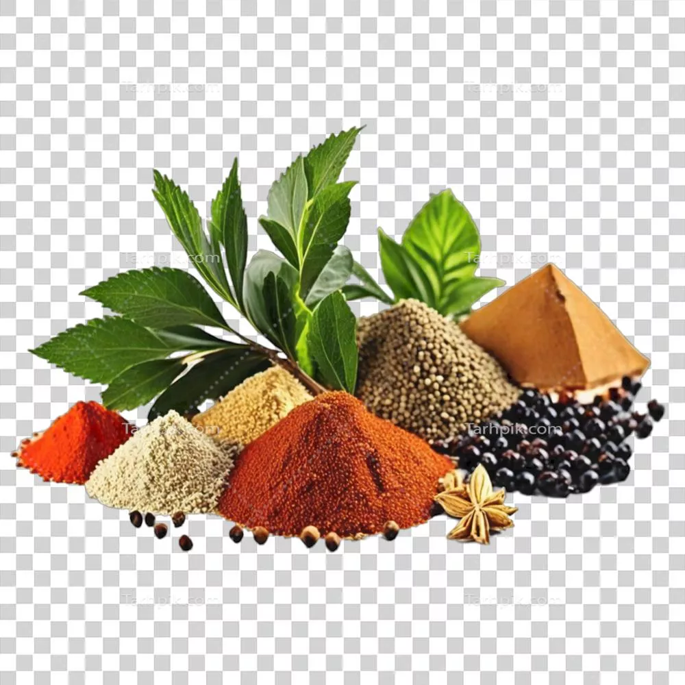 عکس دوربری ترکیبات ادویه جات با پس زمینه شفاف و طراحی هوش مصنوعی