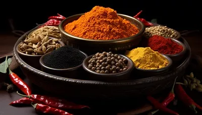 عکس غذای سالم: کاسه ای رنگارنگ از کاری گیاهی با ادویه های خوشمزه