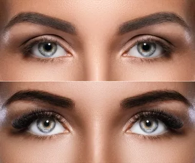 عکس تفاوت بین ابرو میکروبلیدینگ و اکستنشن مژه پس از آرایش
