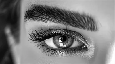 عکس تصویری نزدیک از چشم یک فرد با مژه های بلند و زیبا