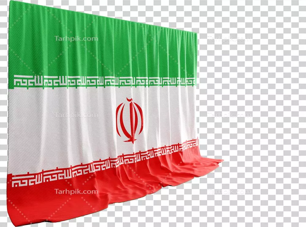 عکس دوربری پرچم ایران به صورت پرده سه بعدی، نمادی از فرهنگ غنی ایران