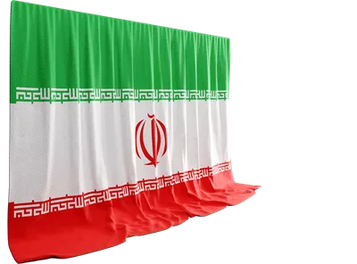 عکس دوربری پرچم ایران به صورت پرده سه بعدی، نمادی از فرهنگ غنی ایران