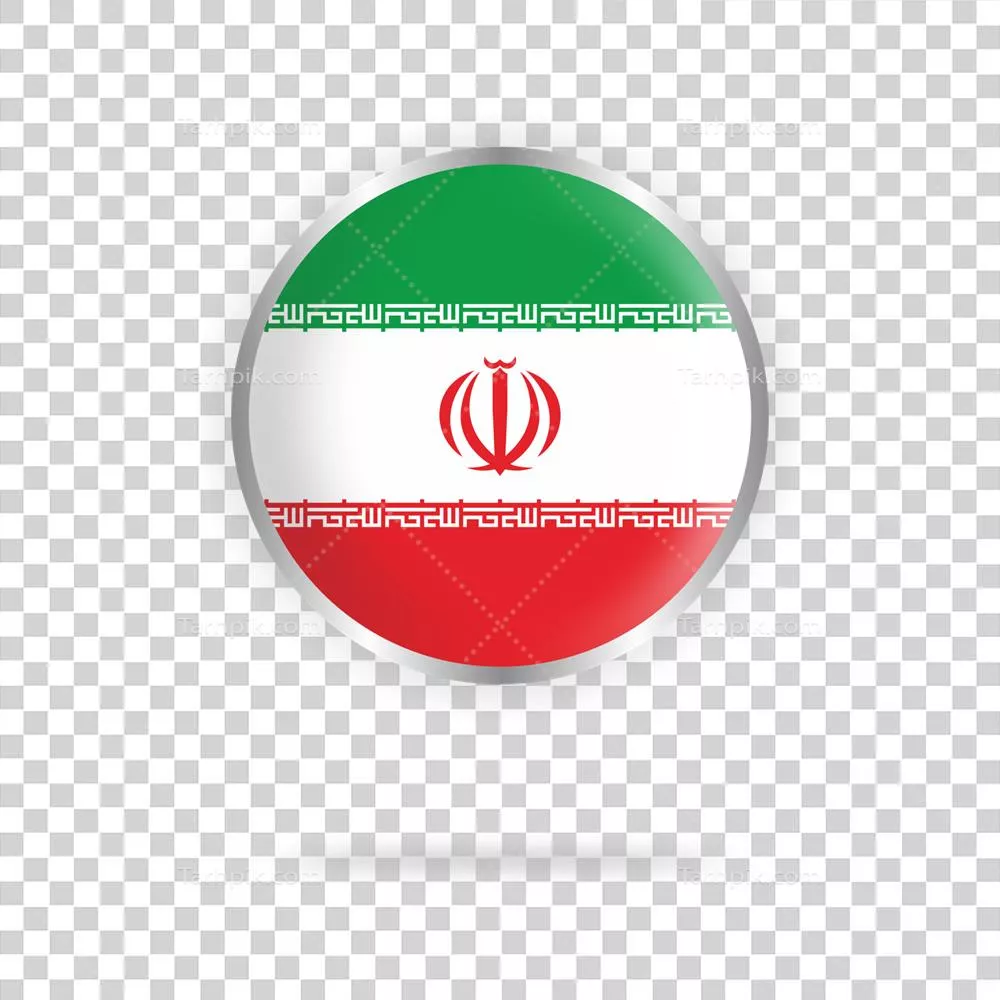 عکس دوربری طراحی دایره پرچم ایران با پس زمینه شفاف و قاب نقره ای