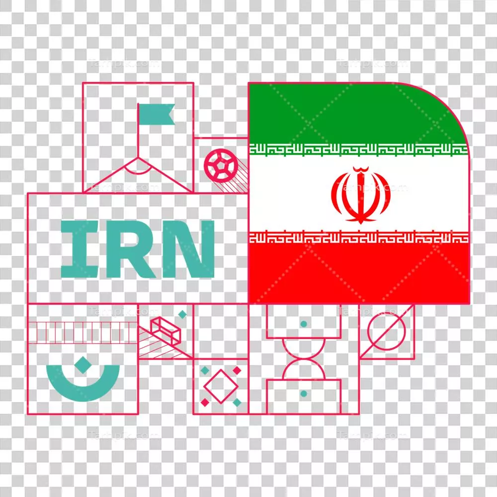عکس دوربری پرچم ایران برای مسابقات فوتبال 2022: نماد ملی با طراحی هندسی