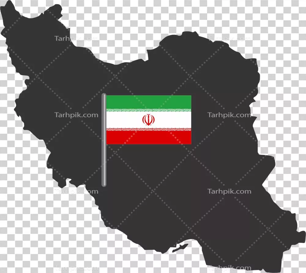 عکس دوربری نقشه ایران با پرچم و نشانگر موقعیت جغرافیایی