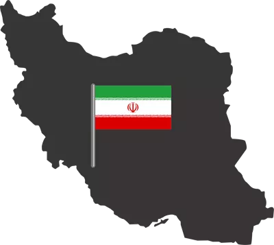 عکس دوربری نقشه ایران با پرچم و نشانگر موقعیت جغرافیایی