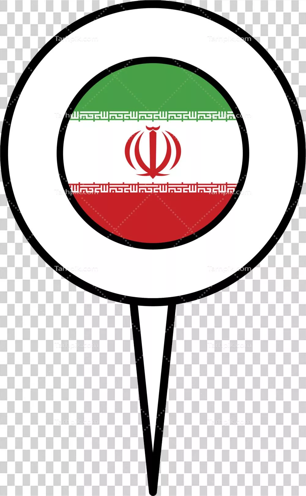 عکس دوربری نقشه ایران با نشان پرچم و آیکون موقعیت جغرافیایی