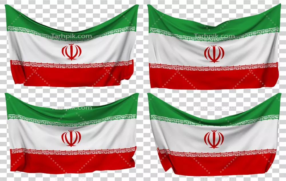 عکس دوربری پرچم ایران با طراحی سه بعدی و حالت های مختلف در حال اهتزاز