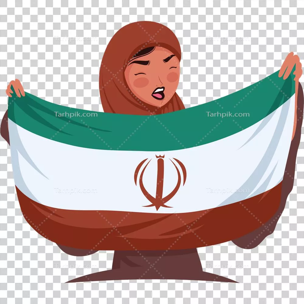 عکس دوربری زنی ایرانی با پرچم کشورش در حال نمایش هویت ملی و فرهنگی