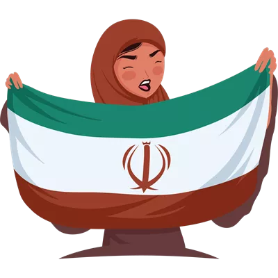 عکس دوربری زنی ایرانی با پرچم کشورش در حال نمایش هویت ملی و فرهنگی