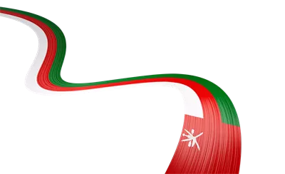 عکس دوربری پرچم سه بعدی عمان با طراحی موجی و درخشان به همراه ربان