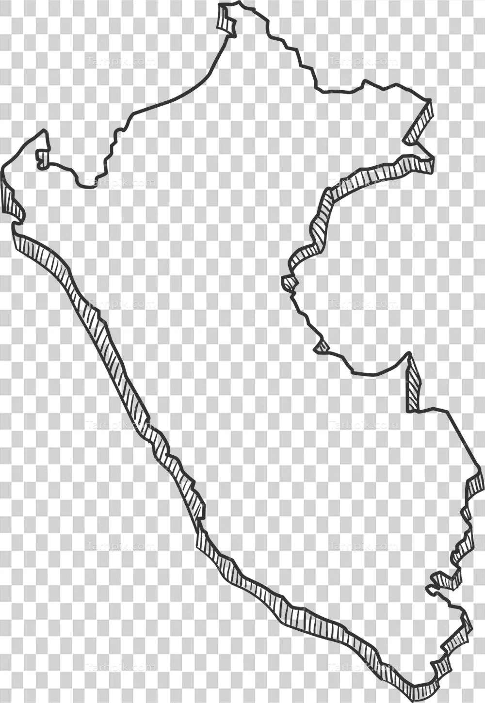 عکس دوربری نقشه سه بعدی دست کشیده از پرو با جزئیات زیبا و جذاب