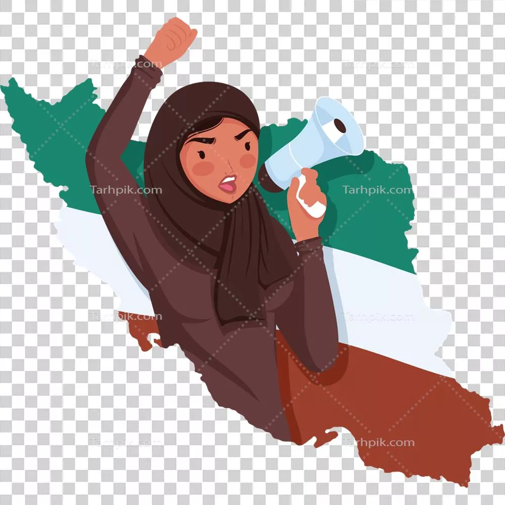 عکس دوربری زنی ایرانی با بلندگو: صدای تغییر و امید در جامعه