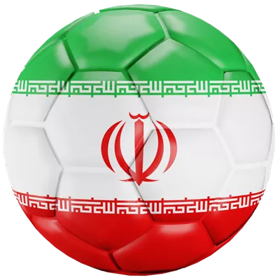 عکس دوربری توپ فوتبال سه بعدی با پرچم ملی ایران به صورت شفاف و زیبا
