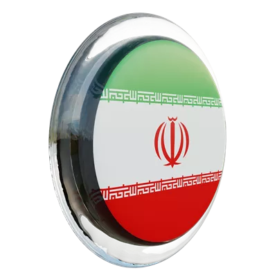 عکس دوربری پرچم ایران با طراحی سه بعدی و بافت براق در نمای چپ