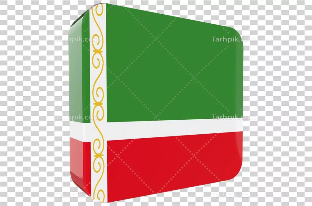 عکس دوربری پرچم سه بعدی جمهوری چچن بر روی پس زمینه زیبا و جذاب