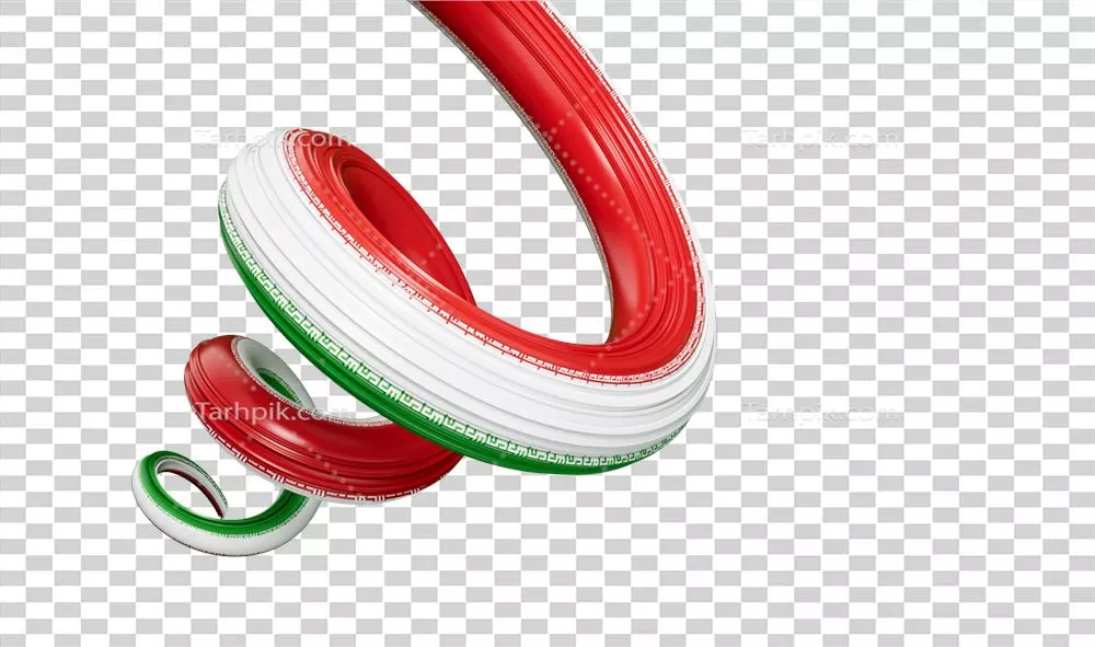 عکس دوربری تصویری زیبا از پرچم ایران به شکل نوار پیچیده و سه بعدی