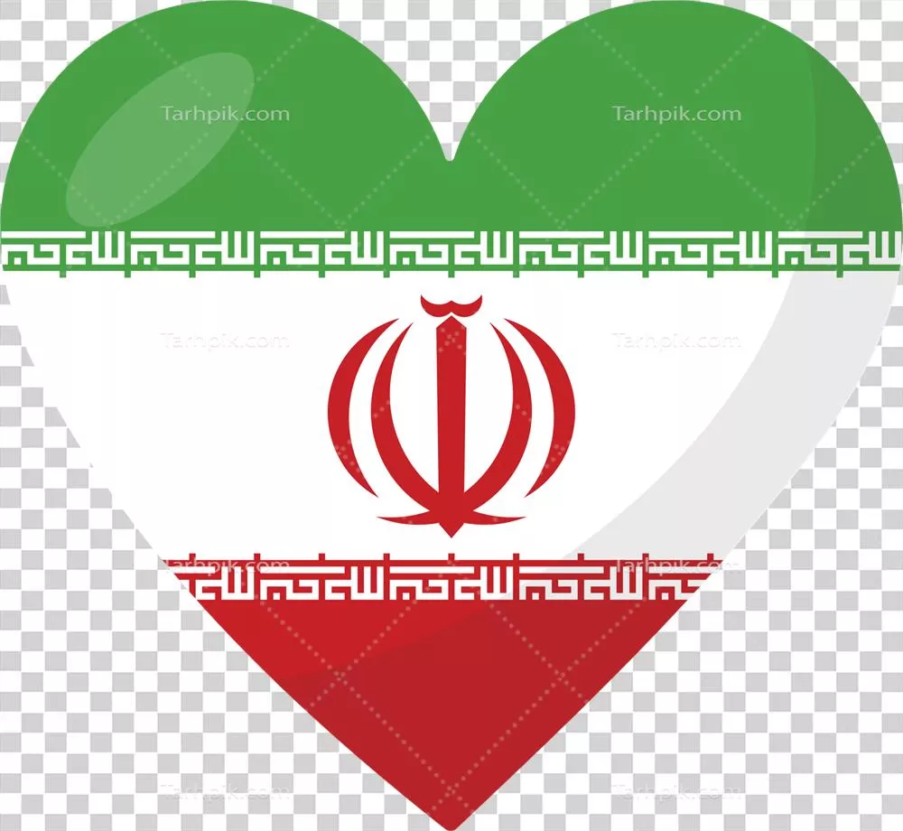 عکس دوربری پرچم ایران در قالب قلب با طراحی سه بعدی و جذاب