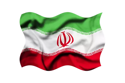 عکس دوربری پرچم ایران در حال اهتزاز در باد با پس زمینه شفاف و بدون حاشیه