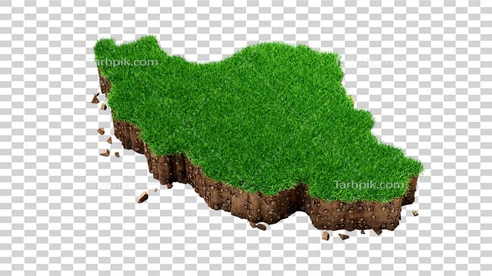 عکس دوربری نقشه ایران با بافت چمن و زمین به صورت سه بعدی و با کیفیت بالا