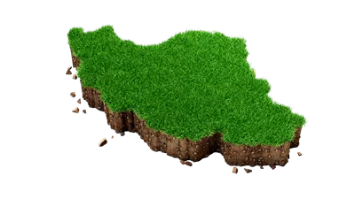 عکس دوربری نقشه ایران با بافت چمن و زمین به صورت سه بعدی و با کیفیت بالا